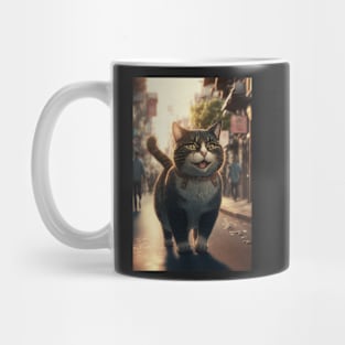 cute cat standing on the street Mug